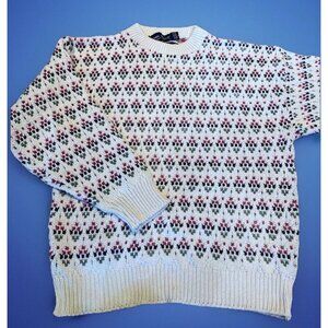 Vintage John Weitz Chunky Grandpa Sweater Mens L Colorful Textured Made In USA